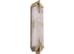 Casa Padrino Lampada Da Parete In Ottone Antico / Alabastro 10,5 X 8,5 X H. 51 Cm - Lampada Da Parete Con Paralume In Alabastro - Luci