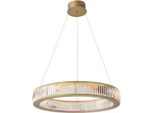 Casa Padrino Lampadario A Led In Ottone Antico Ø 91 X H. 13-200 Cm - Lampadario Rotondo Da Salotto Con Vetro Di Cristallo - Qualità Lussuosa