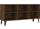 Mobile Tv Con Gambe In Metallo Rovere Fumé 103,5X30X50 Cm
