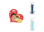 Set Di Biscotti Con Cuore In Rilievo + 2 Bastoncini Di Cioccolato Blu Notte E Blu Pastello
