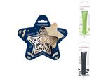 Set Di Biscotti A Rilievo A Forma Di Stella + 2 Penne Al Cioccolato Verde Chiaro E Fondente