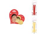 Set Di Biscotti Con Cuore In Rilievo + 2 Bastoncini Di Cioccolato Pastello Rosso E Giallo