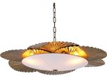 Casa Padrino Lampadario Foglie Di Palma Vintage Ottone / Bianco Ø 95 X H. 18 Cm - Lampadario Per Hotel E Ristoranti - Luxury Collection