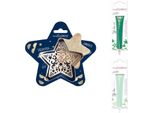 Confezione Di Biscotti Star Relief + 2 Bastoncini Di Cioccolato Verde E Verde Acqua