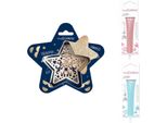 Set Di Biscotti A Rilievo A Forma Di Stella + 2 Penne Con Cioccolato Colorato E Blu