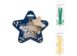 Set Di Biscotti A Rilievo A Forma Di Stella + 2 Bastoncini Di Cioccolato In Verde E Giallo Pastello