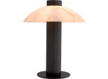 Casa Padrino Lampada Da Tavolo Bronzo / Alabastro Ø 39,5 X H. 49 Cm - Lampada Da Scrittura Rotonda In Metallo Con Paralume In Alabastro - Luci - Mobili - Interni
