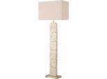 Casa Padrino Lampada Da Terra Beige / Ottone Antico 55 X 30 X H. 145,5 Cm - Lampada Da Terra In Travertino Con Paralume Rettangolare - Lampade Da Terra - Qualità Lusso