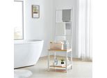 Appendiabiti Da Uomo Juuka 133X40X42 Cm Appendiabiti Con Sedia Porta Asciugamani Sedia Per Cappotti Freestanding Grande Per Camera Da Letto Armadio Bamboo Bianco