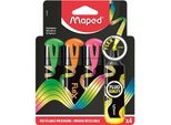 Maped 740300 4 Maped Fluo Peps Flex Textmarker Farbsortiert