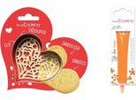 Kit Di Biscotti Con Cuore In Rilievo + Bastoncino Di Cioccolato All'arancia