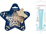 Kit Di Biscotti A Rilievo Stella + Matita Di Cioccolato Blu Pastello