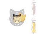 Confezione Di Biscotti Gatto In Rilievo + 2 Bastoncini Di Cioccolato Bianco E Giallo Color Pastello