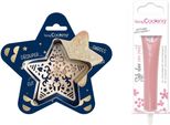 Set Di Biscotti A Rilievo Con Stella + Bastoncino Di Cioccolato Rosa Pastello