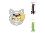 Confezione Di Biscotti In Rilievo Gatto + 2 Bastoncini Di Cioccolato Marrone E Verde Chiaro