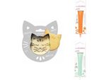 Confezione Di Biscotti Con Rilievo Di Gatto + 2 Bastoncini Di Cioccolato Arancione E Verde