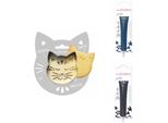 Confezione Di Biscotti Con Gatto In Rilievo + 2 Bastoncini Di Cioccolato Blu Notte E Fondente