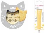 Set Di Biscotti In Rilievo Gatto + Bastoncino Di Cioccolato Giallo Pastello