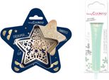 Kit Di Biscotti Star Relief + Bastoncino Di Cioccolato Verde All'acqua