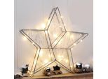Stella Di Natale In Metallo Argentato Con Timer - 40 Led / 30 Cm - Led Decorazione Da Tavolo Decorazione Da Finestra Natale Avvento Inverno A Batteria