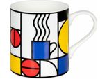 KöNitz Becher Coffee With Mondrian, Tasse, Kaffeebecher, Bone China, Bunt, 400 Ml, 11 2 004 2671