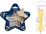 Kit Di Biscotti A Rilievo Stella + Bastoncino Di Cioccolato Giallo Pastello