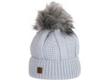Faera Cappello Invernale Caldo Foderato In Pelliccia Sintetica Bobble Hat Maglia Modello Foderato In Pile Cappello Invernale Lavorato A Maglia Berretto Signore Uomini Taglia Unica Blu Chiaro