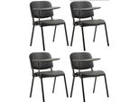 Clp Set Di 4 Sedie Ken Con Tavolo Pieghevole Rivestito In Pelle Finta, Nero