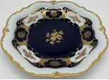 Casa Padrino Piatto In Porcellana Barocca Bianco / Blu Scuro / Oro Ø 33 Cm - Piatto Di Porcellana - Accessori In Porcellana Barocca - Porcellana Di Reichenbach - Qualità - Germany