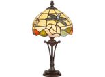 Casa Padrino Lampada Da Tavolo Tiffany Multicolore Ø 25 X H. 47 Cm - Lampada Tiffany A Sgabello - Lampada Tiffany Da Tavolo - Luci Tiffany - Interni - Luci