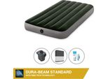 Letto Gonfiabile Intex - 1 Persona - 99 X 191 X 25 Cm - Verde + Pompa Elettrica Intex - 650 Litri/Min + Lenzuolo Nero + Kit Di Riparazione