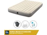 Letto Gonfiabile Intex - 2 Persone - 152 X 203 X 25 Cm - Beige + Pompa Elettrica Intex - 650 Litri/Min + Lenzuola Bianche + Kit Di Riparazione