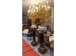 Casa Padrino Set Di Lampadari Da Tavolo Barocchi Con Colonne Nero / Bianco / Oro - Magnifiche Colonne Decorative In Stile Barocco Con Lampadario - Accessori Per La Decorazione Barocca - Mobili Barocchi - Nobili E Magnifici