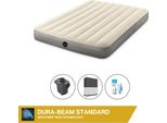 Letto Gonfiabile Intex - 2 Persone - 137 X 191 X 25 Cm - Beige + Pompa Elettrica Intex - 650 Litri/Min + Lenzuolo Nero + Kit Di Riparazione