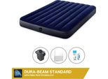 Letto Gonfiabile Intex - 2 Persone - 137 X 191 X 25 Cm - Blu + Pompa Elettrica Intex - 650 Litri/Min + Lenzuola Bianche + Kit Di Riparazione