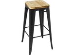 Sgabello Alto Bolero Bistro Con Cuscino In Legno Nero (Confezione Da 4)
