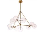 Casa Padrino Lampadario Alogeno In Ottone Antico Ø 140 X H. 90 Cm - Lampadario Da Salotto Con Paralumi Rotondi In Vetro - Lampadario Per Hotel - Lampadario Per Ristorante - Qualità