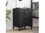 Comodino Nero 40X30X55 Cm In Legno Di Pino Massiccio