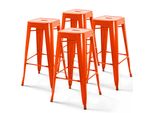 Set Di 4 Sgabelli Da Bar In Acciaio Arancione Brillante - Oviala Indus