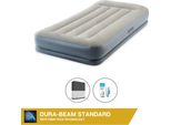 Intex Airbed - 1 Persona - 99 X 191 X 30 Cm - Grigio - Con Pompa Incorporata, Lenzuolo Nero E Kit Di Riparazione