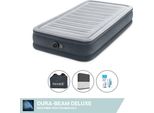 Intex Airbed - 1 Persona - 99 X 191 X 33 Cm - Grigio - Con Pompa Incorporata, Lenzuolo Nero E Kit Di Riparazione
