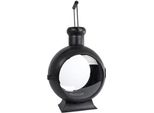 Lanterna Antica In Vetro Nero Metallo Porta Tealight Decorazione Classica