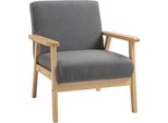 Sedia Ad Ala Homcom, Poltrona Lounge Con Braccioli, Sedia Per Sala Da Pranzo, Poltrona Reclinabile In Look Lino, Poltrona Imbottita Per Soggiorno, Camera Da Letto, Struttura In Legno Massiccio, Grigio, 64 X 70 X 72 Cm