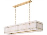 Casa Padrino Lampadario In Ottone Antico / Alabastro 140,5 X 39 X H. 27 Cm - Lampadario Rettangolare In Metallo Per Soggiorno Con Paralume In Alabastro - Qualità Lusso - Mobili