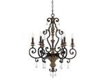 Casa Padrino Lampadario Barocco In Cristallo Bronzo/Oro Antico Ø 71 X H. 96,5 Cm - Magnifico Lampadario In Stile Barocco - Lampadario Per Soggiorno E Hotel - Mobili Barocchi - Illuminazione Barocca