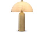 Casa Padrino Lampada Da Tavolo In Ottone Antico / Alabastro Ø 39,5 X H. 58 Cm - Lampada Da Scrittura Rotonda In Metallo Con Paralume In Alabastro - Luci - Mobili - Interni