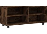 Mobile Tv Con Rotelle Rovere Fumé 90X35X35 Cm Materiale A Base Di Legno