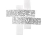 Plafoniera Lara Media In Vetro Bianco Con Dettagli Foglia Argento 70X70Cm, 2 Luci E27, IP20, Max 2X70W, Stile Moderno, Lampadine Escluse