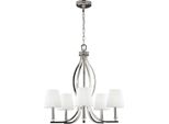 Casa Padrino Lampadario Liberty Argento / Bianco Ø 64,1 X H. 63,5 Cm - Lampadario Rotondo In Metallo - Lampadario Da Salotto Barocco & Liberty - Illuminazione Barocca & Liberty