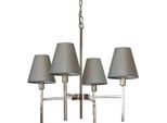 Casa Padrino Lampadario Argento/Grigio Ø 61,8 X H. 44,5 Cm - Lampadario Rotondo In Metallo Con Paralumi - Lampadario Da Salotto - Luci - Mobili - Interni